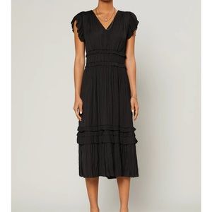 Black Current Air Sereia Pleated Midi Dress NWT